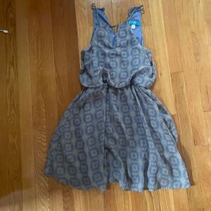 Elegant Blue Patterned Dress